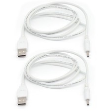 ELNONE 2PCS USB Power Cable White, 4FT/1.2M to 3.5mm Plug, 5V DC White  picture