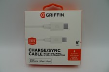 Griffin USB C to MFI Charge Sync Lightning Cable 6ft White picture