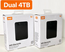 ⭐ 2-Pack WD Elements 4TB 100% Health - USB 3.2 Portable 8TB Total Drive Lot picture