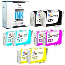8PK Replacement T127 Ink Cartridges for Epson 127 Combo Fits Workforce WF Stylus picture