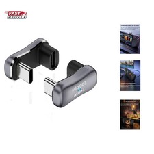 180 Degree Angle USB C Adapter 2 Pack, Grey | U Shape Type C Male to Female 2... picture