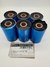 6 pk Thermal Transfer Ribbon for Zebra Printer 110mm x 450M, 4.33