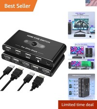 Compact HDMI KVM Switch 2 PCs - Share Monitor, Keyboard & Mouse Effortlessly picture