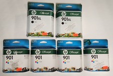 Lot Of 6 Genuine HP 901XL Black/ HP 901 Color Ink Cartridges EXP AUG 2010 picture