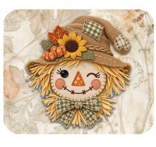Personalized Mouse Pad, Polyester or Brushed Fabric-Faux Embroidered Scarecrow picture