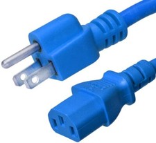 20 PACK LOT 10ft 5-15P - C13 Blue Power Cord 18AWG 10A/1250W 125V 3-Prong 3M picture