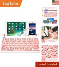 Ultra-Slim Wireless Keyboard in Pink - Connects Effortlessly with 3 Devices picture