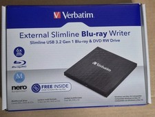 Verbatim 43890 External Slimline BLU-RAY Writer BR USB 3.2 DVD RW Drive New picture