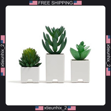 Cable Organizer Set with Faux Succulents, 3 Pack, Adhesive Clips for Desk picture