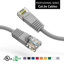 20 Pack of 25Ft CAT5E UTP Ethernet Network Booted Cable 10-100 Feet Gray picture