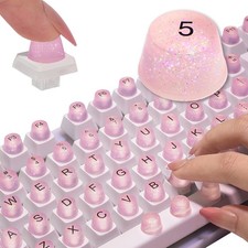 128pcs Keyboard Bubbles for Long Nails with Number Pad 128PCS, Glitter Pink picture