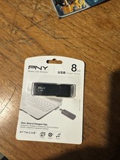 PNY 8GB Flash Drive • USB Retractable Black Photos Music Videos 2012 New SEALED picture