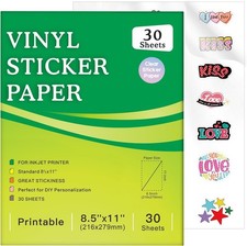 30 Sheets Printable Clear Sticker Paper for Inkjet Printer, Premium Vinyl picture