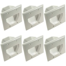 6x 2-Gang Recessed Low Voltage Wall Plate AV HDMI Cable Cord Feed Through White picture