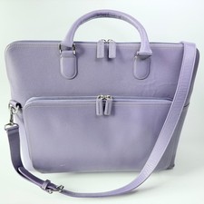 Levenger Leather Expandable Briefbag Lavender/Purple Briefcase + Laptop Sleeve picture