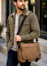 RAINSMORE Canvas Laptop Messenger Bag Briefcase Shoulder Bag Brown picture