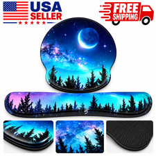 2PCS Set Blue Moon Memory Foam Gaming Keyboard & Mouse Wrist Rest Pad Non-Slip picture