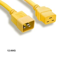 LOT 10pcs Yellow 3ft 12AWG Color Power Cable IEC60320 C19 to IEC320 C20 20A/250V picture