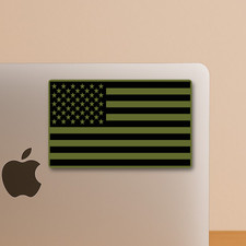 Subdued American Flag Sticker - Olive OD Green Flag Decals for Laptops & Tumbler picture