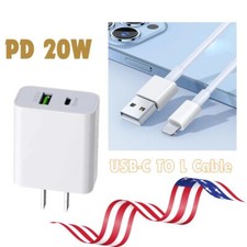 PD 20W USB-C Power Adapter Block Fast Charger Cord For iPhone 14 13 12 11 XR LOT picture