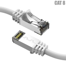 0.5FT CAT8 RJ45 Network LAN Ethernet SFTP Cable Cord 40Gbps 2GHz 26AWG White picture
