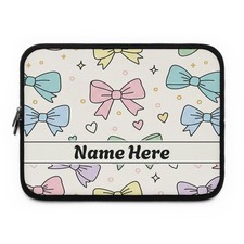 Cute Pastel Bows Laptop Sleeve | Personalized Laptop Bag picture