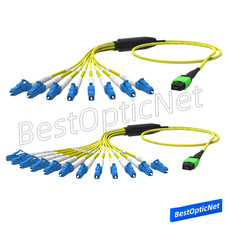 1-15m MPO to LC OS2 SM 8 or 12 Core Breakout Fan Fiber Optic Patch Cord Cable picture