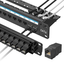 Jadaol [UL Listed] 24 Port Patch Panel Rackmount or Wall Cat6 24Port, Black  picture