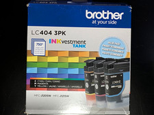 NEW- SET OF 4 - Brother   LC404- 3PK- COLORS-04/27     AND     LC404 Black- 8/28 picture