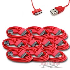 10 X USB SYNC DATA POWER CHARGER CABLE APPLE IPAD IPHONE 4S 4 3GS IPOD NANO RED picture