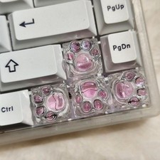 4 PCS Cat Claw Keycap Cute Drip Glue Pink Transparent Cherry MX Replacement picture