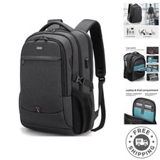 17 Inch Water-Resistant Laptop Backpack with USB Charging Port - Black Elegance picture
