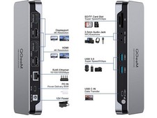 GRAY - QGeeM D6908 USB C Laptop Docking Station, Dual Monitor Thunderbolt 3 Dock picture