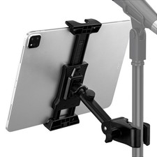 LZSIG Tablet Holder for Mic Stand, Adjustable iPad iPhone Mount X, Black  picture