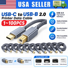 USB-C to USB-B 2.0 Cable For Nylon Epson HP Canon Brother Printer Scanner Lot picture