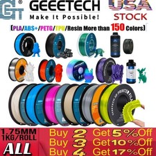 Hot SALEGEEETECH 3D Printer Filament PLA/ABS+/PETG/TPU 1.75MM 1KG Multicolor US picture