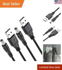 2-Pack USB 2.0 A Male to DC 5.5x2.1mm Charging Cable, 3FT 2.5A Power, Black picture