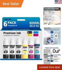 Epson T522 Ink Refill Bottles 6-Pack - 600ml Black & Color,  Certified picture