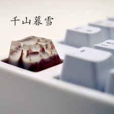 Snow Mountain Landscape Keycaps Resin Wood Handmade Switch OEM R4 Key Cap For MX picture