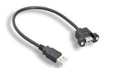 USB 2.0 Panel Mount Cable Single Port Bulkhead Cable Male-Female 1Ft picture