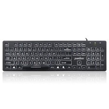Perixx PERIBOARD-317 Wired Backlit USB Keyboard, Big Print Letter with White Ill picture