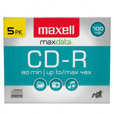 Maxwell Max Data CD-R, 80 min, up to / max 48X, Files Photos Music, 700 MB, 5 pk picture