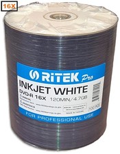 100-Pak Ritek Pro 16X 4.7GB White Inkjet Hub Printable DVD-R's in Tapewrap picture
