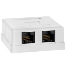 2 Port RJ45 White Surface Mount Box For Cat5e Cable Female RJ45 Jack Connector picture
