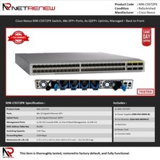 Cisco Nexus N9K-C9372PX Switch, 48x SFP+ Ports, 6x QSFP+ Uplinks, Managed – B-F picture
