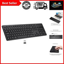 USB Silent Wireless Keyboard for Laptop Computer Full Size Number Pad Black picture