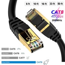 6-50ft CAT 8 Ethernet RJ45 Cable High Speed 40Gbps LAN Patch Network Gold Plated picture
