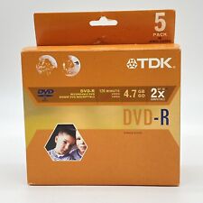 TDK 5 pack DVD-R 4x compatible 4.7 GB New sealed jewel case blank media picture