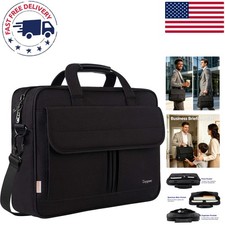 Versatile Black 15.6 Inch Laptop Briefcase with Adjustable Strap & Organization picture