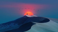 Landscape desert sunset art silhouette Custom Gaming Mat Desk picture
